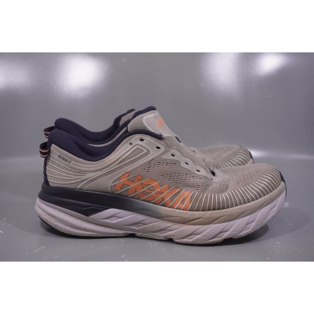 Hoka One One Bondi 7 Shoes Womens Sz 11 Gray White Athletic Running Sneakers